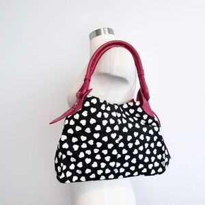 Ramon Tenza Heart Polka Dot Black Red Handbag Shoulder Bag Purse